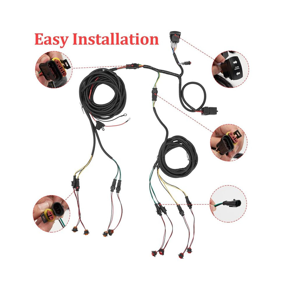 Atv Utv Turn Signal Kit, Universal Street Legal Kit With Reverse/Hazard/Blinker/Turn /Rocker Plug-And- Light 6031320187816
