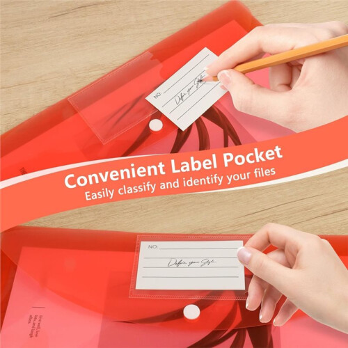 A4 Plastic Wallets, 7PCS Waterproof Document Folders with Button for Office, School, and Travel 1