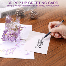 2X Butterfly Birthday PopUp Card, Butterfly Flower Basket 3D Greeting Cards for Women Girl Daughter, Mothers Day