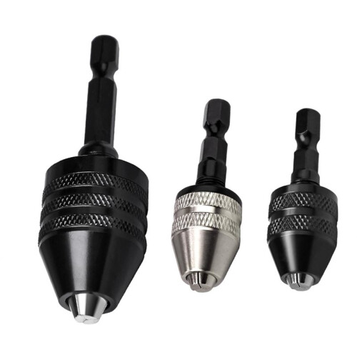 Keyless Shank Drill Chuck Adapter Set,1/4" Hex Shank Quick Change Bit Holder (0.3-8mm)-Fits Impact Drivers & Power Tools 1