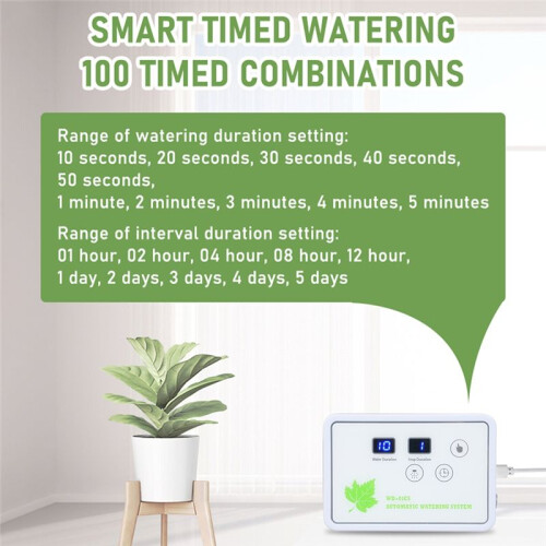 Automatic Watering System Timeable Plant Waterer Built-in Self-Priming Pump  Timed Watering Timer 2m 16 Potted (US) 2