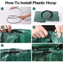 Garden Leaf Bag with Cover Garden Leaf Garbage Collection Bag Reusable Waste Bags Waterproof and Tear Resistant,C
