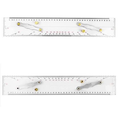 10X Marine Parallel Ruler Clear Scales, Mapping Points to Pull Parallel Ruler 450MM, Nautical Charts Parallel Ruler 1