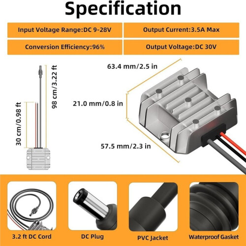 Power Converter Step  Module for Efficient  9-28V to  30V 3.5A Conversion 2