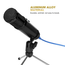 Stable USB Condenser Microphone with Tripod, Adjustable, Black
