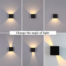 LED Wall Lamp 10w Outdoor / Indoor Porch Garden Wall Lamp for Bedroom Bedside Lighting and Down Adjustable 2pc A