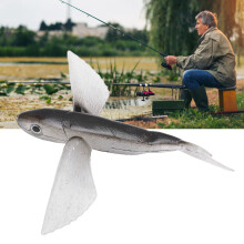 Flying Fish Shape Silicone Fishing Lure for Seawater Boat Fishing, Black