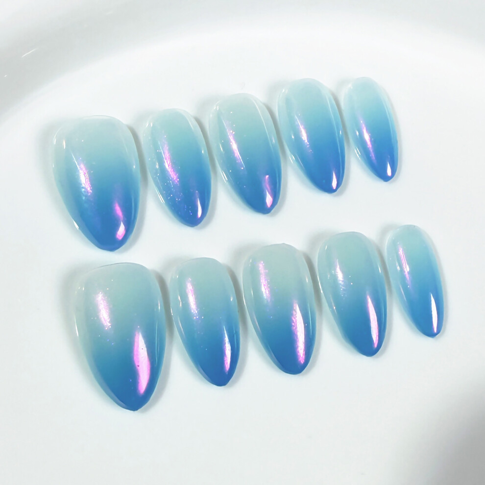 Reach-Tools (S) Blue Aurora Press-On Nails For Daily & Party Wear