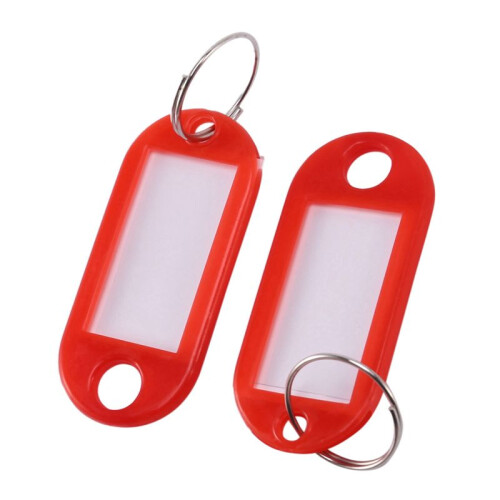 40 Pcs Assorted Key ID Label Tags Split Ring Keyring Keychain (Red). 2