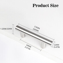 (Wire Drawing, T Type 64 Hole Spacing) Comfy T-Handle Cabinet Pulls for Kitchen & Cupboards