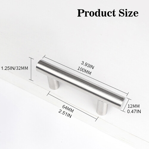 (Wire Drawing, T Type 64 Hole Spacing) Comfy T-Handle Cabinet Pulls for Kitchen & Cupboards
