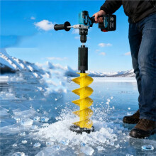 6in Electric Ice Auger Kit Incisive Blades Impact ResistantIce Drill Auger with Positioner for Fishing Emergency B