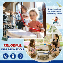 3 Pair Maple Wood Drumsticks for Kids Toddler Drum Sticks Colorful Drum Sticks Musical Instrument Percussion Accessories