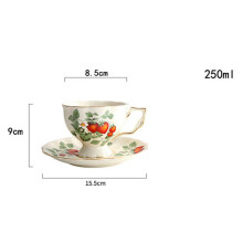 2X French Retro Teapot Coffee Cup Set Gold Cup Saucer Flower Teacup English Afternoon Tea Cup B