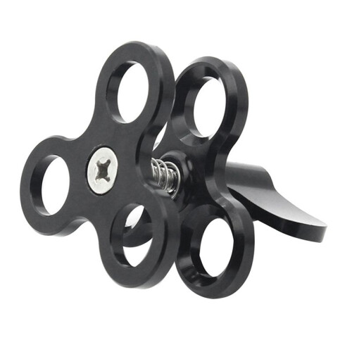 2X  Clamp 3 Holes Diving Lights Arm  Butterfly Clip Mount Bracket for Action Camera Flashlight Tripod,Black 2