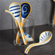 20X Ceramics Soup Spoons Set of Japanese Soup Spoon Long Handle Soup Spoons for Pho Ramen Noodles Wonton Dumpling Rice
