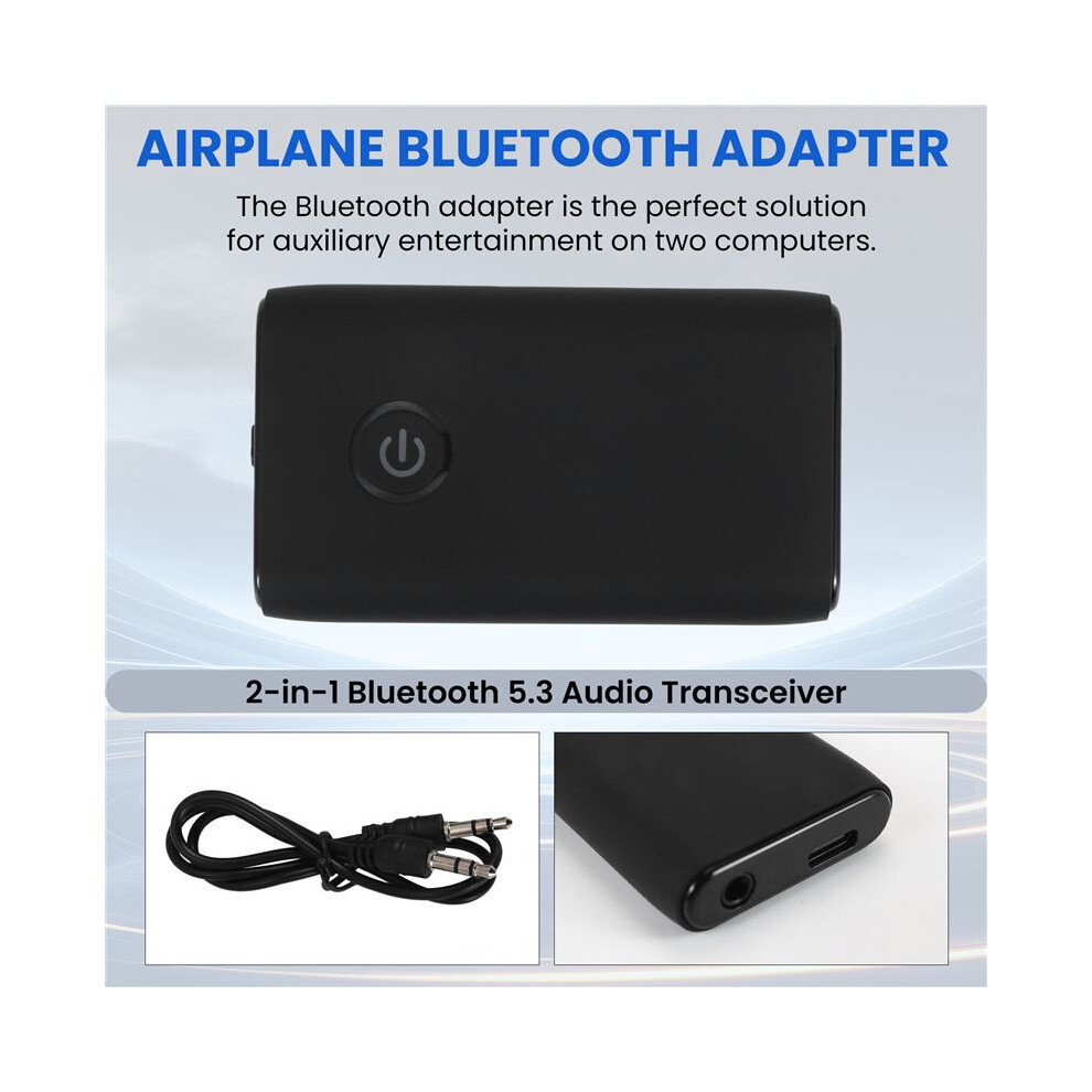 5.3 Adapter For Airplane To 2 Wireless Headphones, 3.5Mm Jack In-Flight Transmitter Receiver For Tv 4713000496457