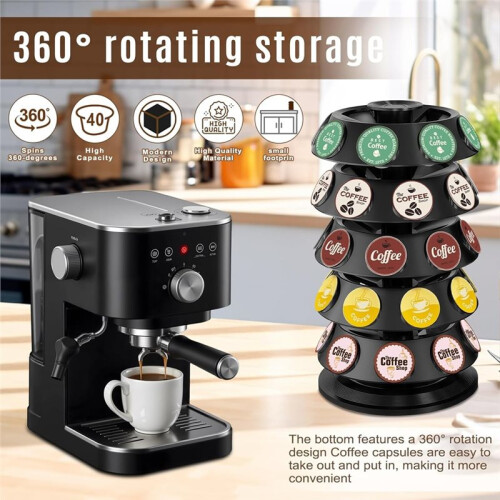 K Cup Holder, Coffee Pod Holder for  - 40 Capsule Organizer with 360 Turntable, Space Saving K Cup Storage 2