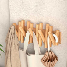 Folding Wall Coat Rack - Entryway Hooks Foldable - Wooden Coat Rack Wall Mount-Modern Wall Mounted Coats Rack