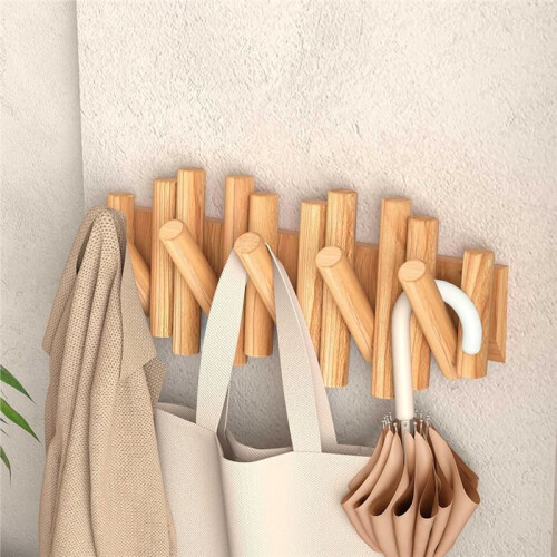 Folding Wall Coat Rack - Entryway Hooks Foldable - Wooden Coat Rack Wall Mount-Modern Wall Mounted Coats Rack