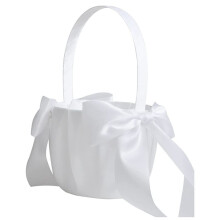 2Pack Vit Flower Girl  Bröllopskorg för Flower Girls Söt Satin Flower Girl