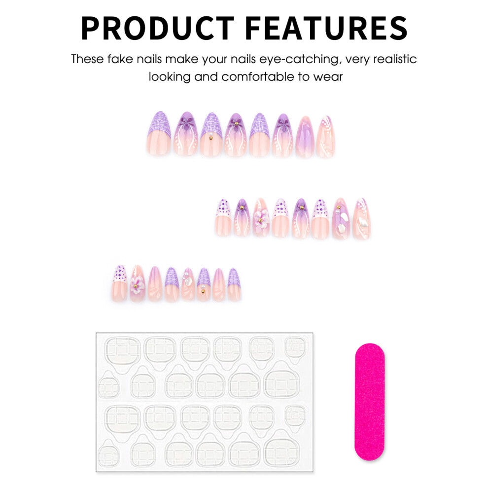 Reach-Tools Stage French Press-On Nails - Purple, Chip-Proof