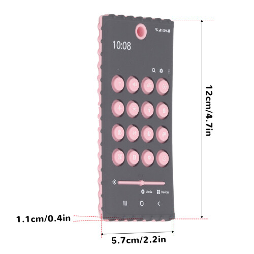 Mobile Phone Shaped Silicone Teether - Grey & Pink 1