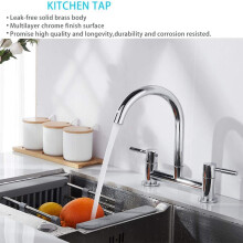 Kitchen Sink Mixer Tap,2 Hole Kitchen Mixer Tap,Dual Lever Bridge Faucet ,180mm Centres Deck Mounted,1/4 Turn,Swivel