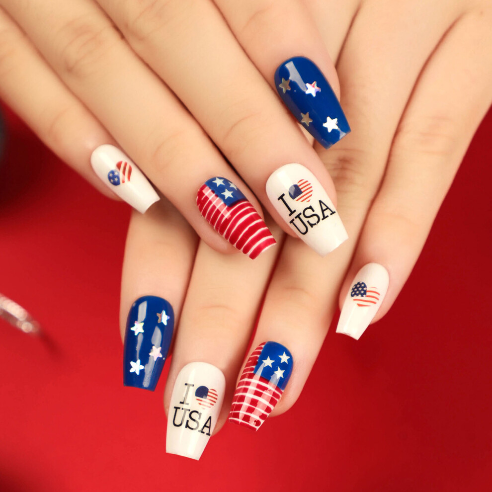 Roc-Electron (Standard) Independence Day Ballerina False Nails - Eco-Friendly