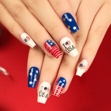 (Jelly Glue Model) Independence Day Ballerina False Nails - Eco-Friendly