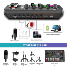 6X F998 Sound Card Microphone Sound Audio Interface Mixer Sound Card Mixing Console Amplifier for Phone PC