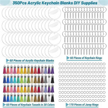 1400Pcs Acrylic Clear Keychain Blanks for Vinyl with Blanks, Tassels, Jump Rings, Keychain Rings for DIY Keychain