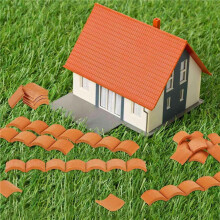 800 Pcs Roof Tiles Model Building Set Red Miniature Tiles for DIY Landscape Kitchen Garden Decoration