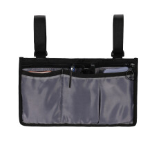 (Gray) Wheelchair Armrest Pouch with Phone Pockets