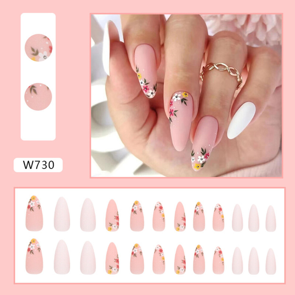 Dachuang Beauty (Jelly Glue Model) Pink White Fake Nails - Durable Salon Nail Art