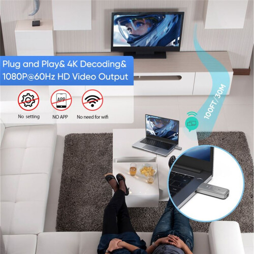 Wireless -Compitable Transmitter and Receiver,4K Transmitter Support 2.4/5GHz, for Streaming Video Laptop/Pc/Tv Box 2