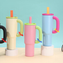40oz Stainless Steel Straw Insulated Ice Cup Large Capacity Thermal Mug Tumbler with Coffee Cup