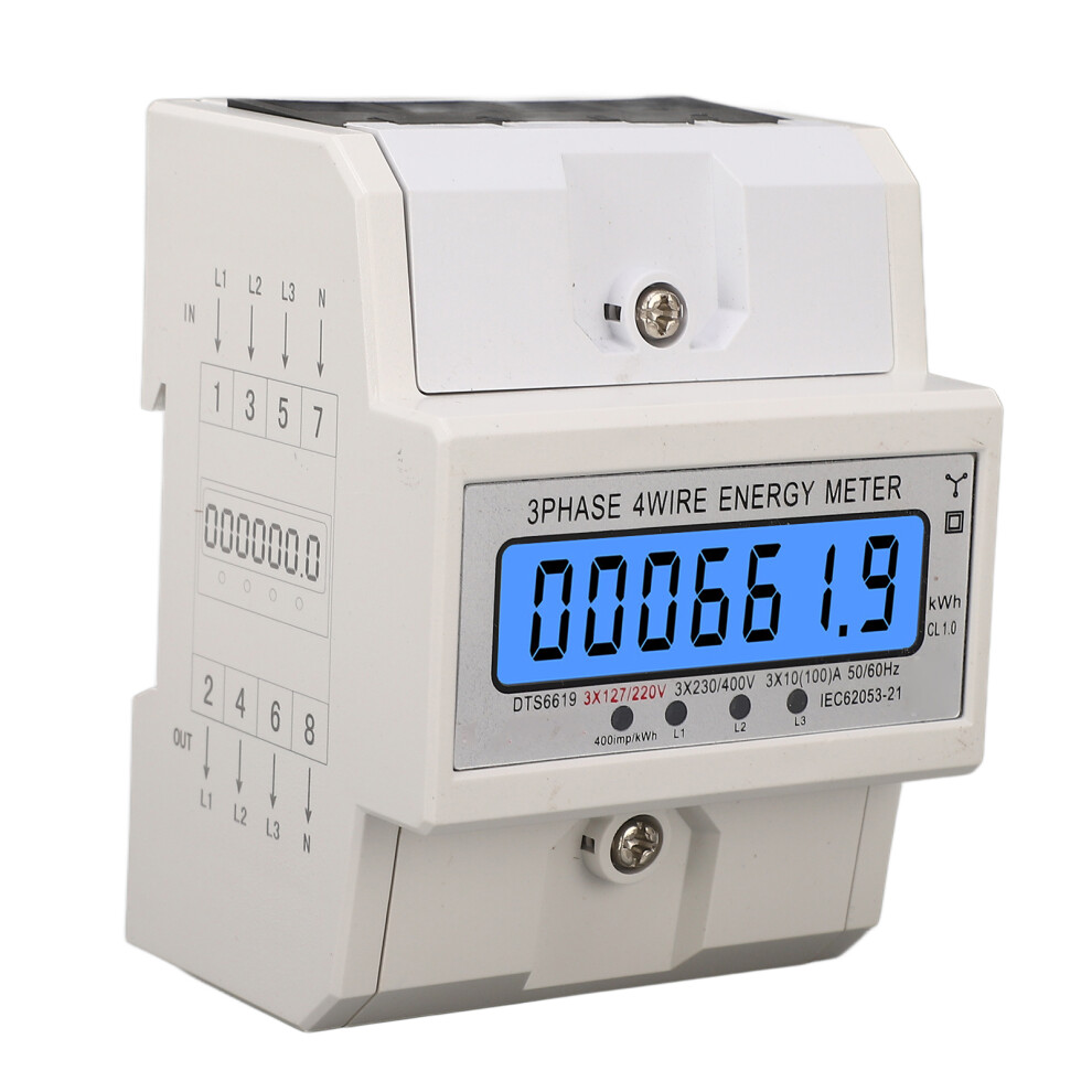 LCD 3 Phase Watt Hour Meter 100A