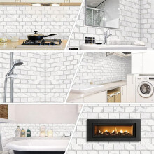 12-Sheet Peel and Stick Backsplash Tile, Faux White Marble PVC Stick Backsplash Tiles for Kitchen 12X6Inch White