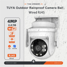 4MP TUYA WiFi Outdoor Rainproof Camera 2.4G & 5G RJ45 Wired Two-Way Intercom Al Motion Detection Night Vision US Plug