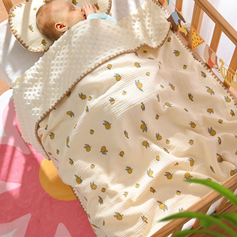 Grapefruit Dotted Backing Baby Blanket Breathable