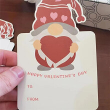 Gnome Valentines Day Cards 24X Valentine Exchange Card with Heart Erasers Valentine Day Greeting Cards for Children