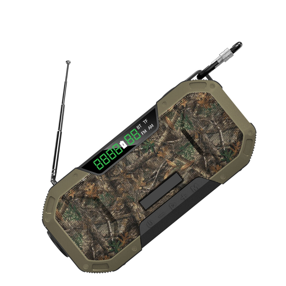 Portable Ipx6 Waterproof Hand Crank Radio With 5000Mah Power Bank, Led Fm/Am, Bluetooth In / Light/Black/Green 4251389000587