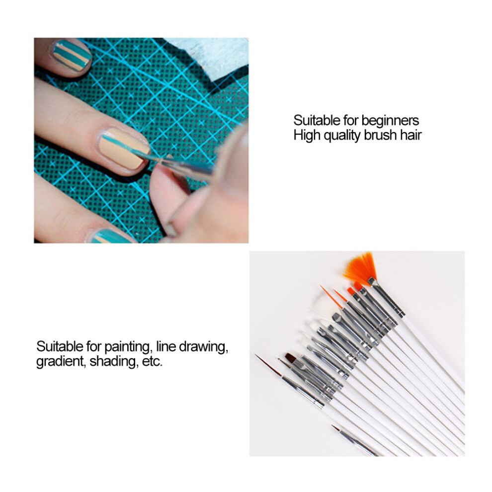 Nail Art Painting Pen Set with Rhinestones Dust Brush & File for Beauty Lovers