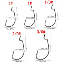 (51 pieces black nickel crank hook set, Style 1 (2 to 3/0)) 51pcs Weedless Fishing Hooks Kit, Bass Tackle Set w/Box