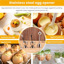 Egg Cracker Topper Set – Soft Hard Boiled Eggs Separator Tool – Include Spoons and Cups-Shell Remover & Cutter-Steel Spoon & Cup Holder – Cooker