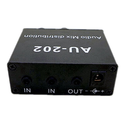 2X AU-202 2 Input 2 Output Stereo Mixer Audio Distributor for Headphone External Power AMP Volume Alone Control 2
