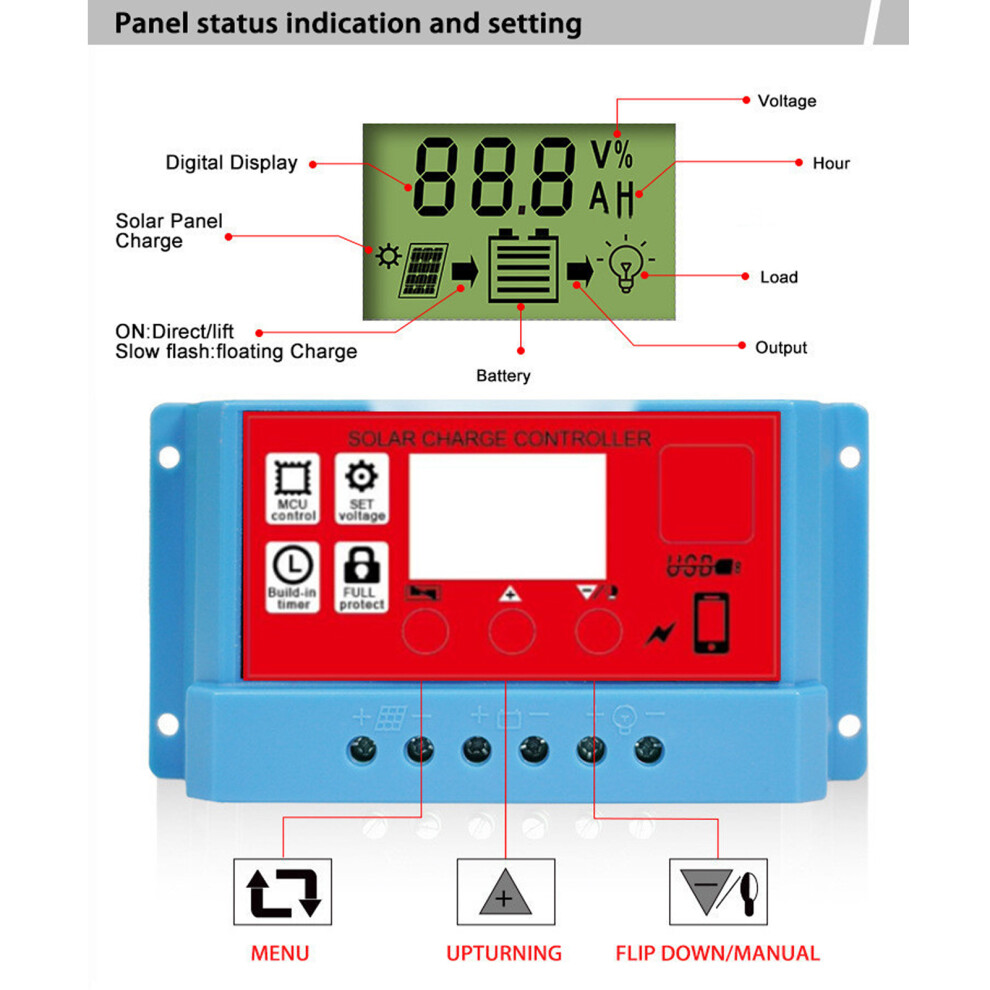 20A Solar Panel Charge Controller PWM LCD