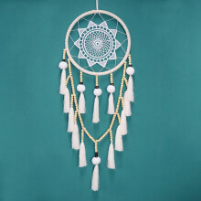 Macrame' Parete Sospeso Sognare Catcher Naturale Hairball (Perle con nappina)