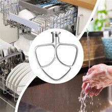 2X Flat Omrörare i Rostfritt Stål för  4,5-5 Quarts Ställblandare med Lutande Huvud, Diskmaskinsäker